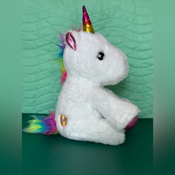 White Plush Unicorn Toy with Rainbow Accents - Picture 4 of 7
